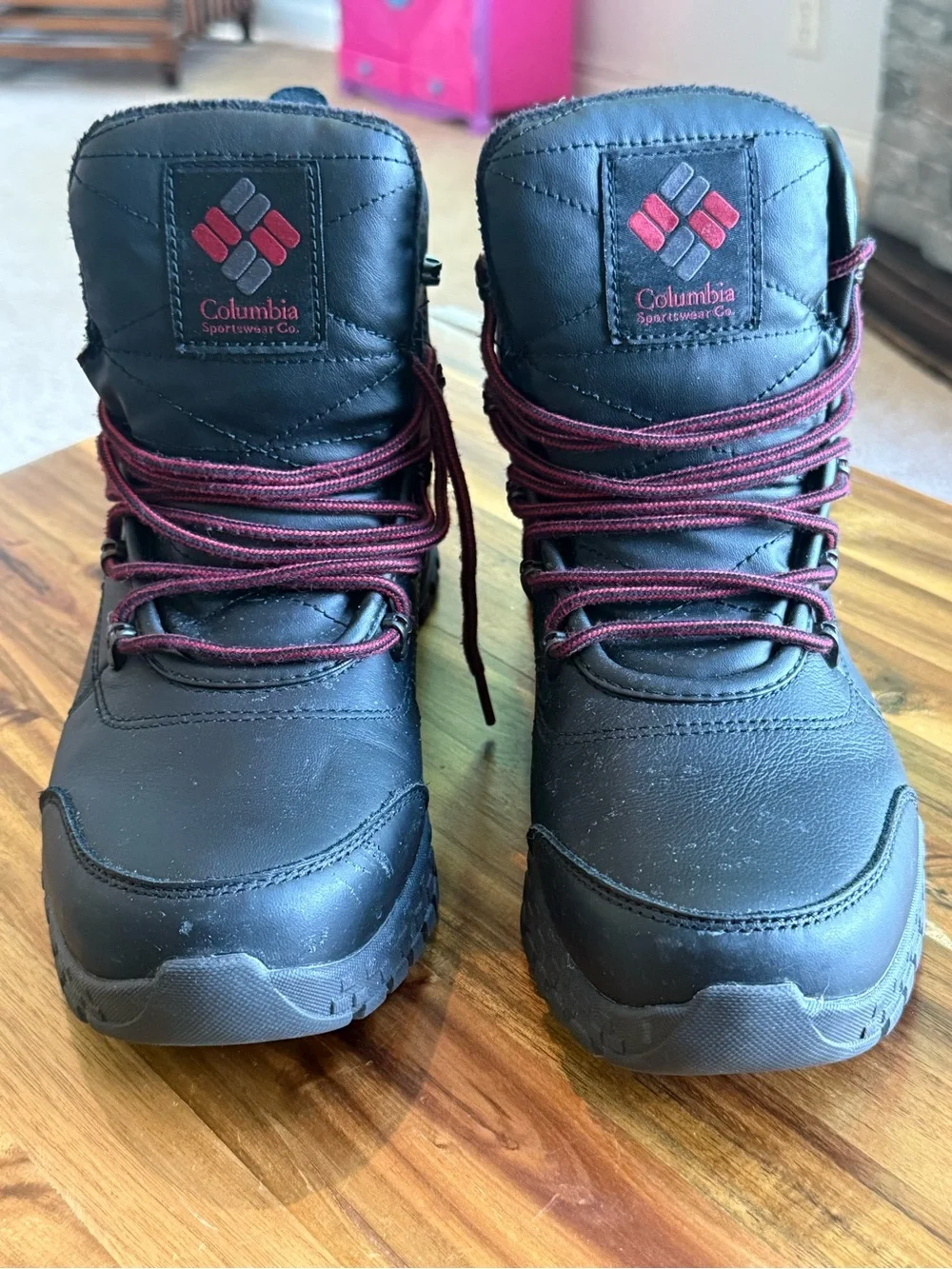 Columbia Black Boots with Burgundy Laces